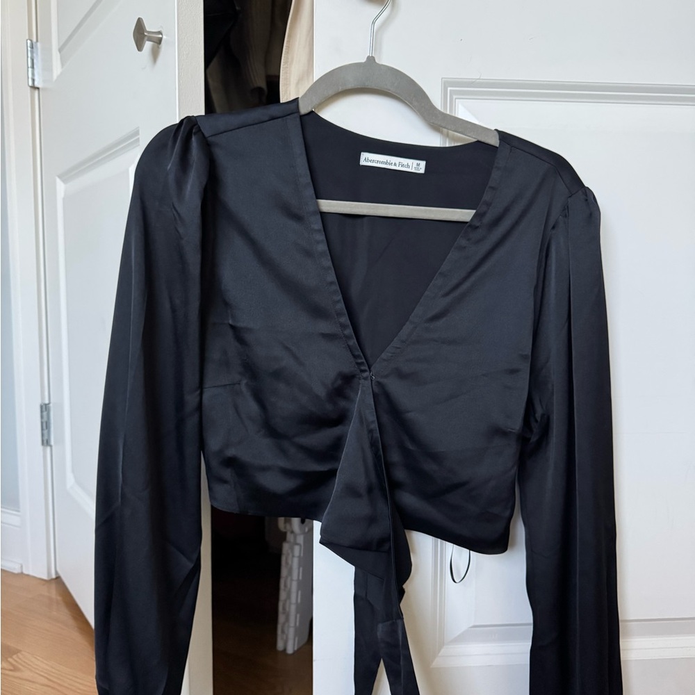 Abercrombie & Fitch Black Long Sleeve Wrap Top